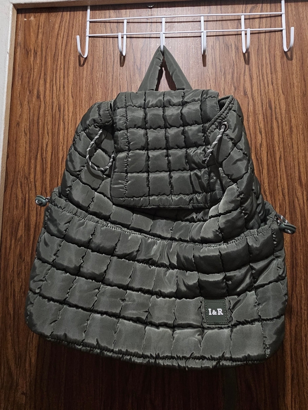 Olive Green Quilted Unisex Backpack